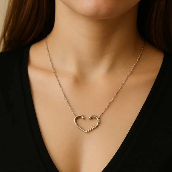 Tiffany & Co Paloma Picasso Silver Tenderness Double Heart Necklace - Picture 2 of 12